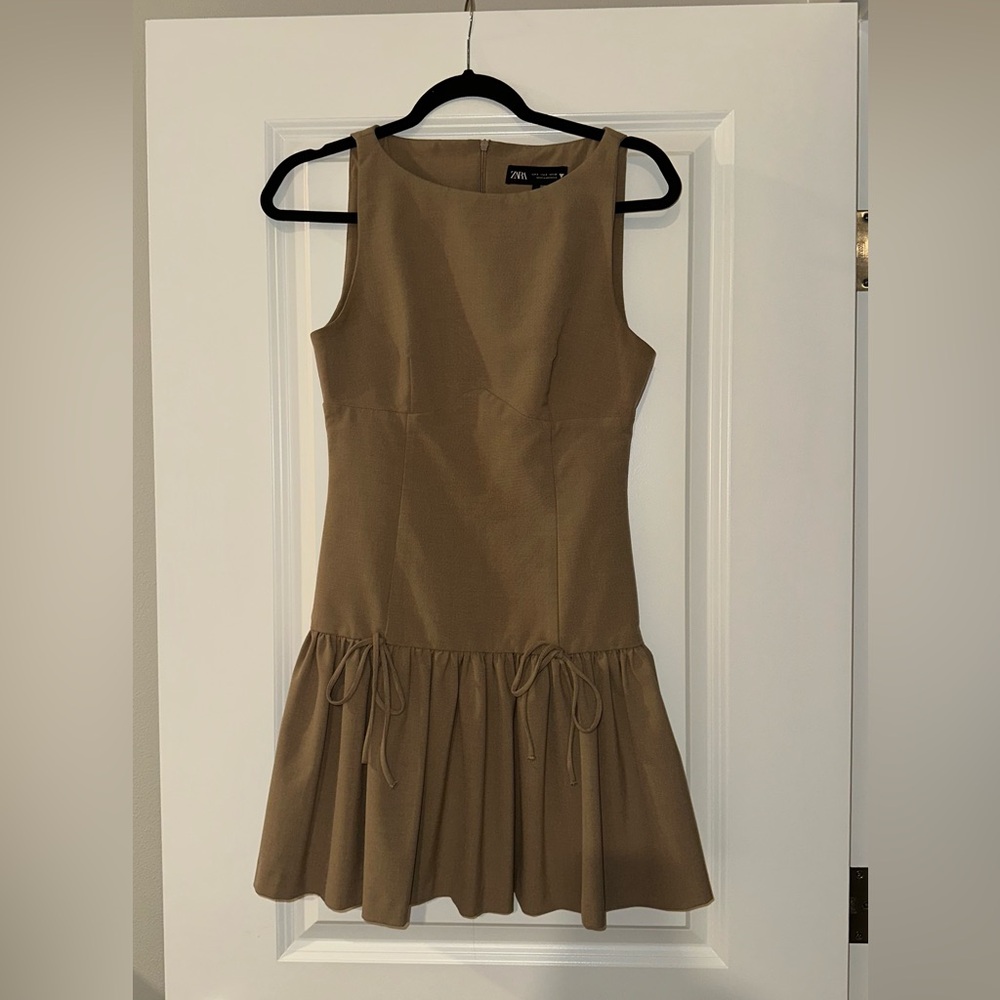 Zara Brown Sleeveless Midi Dress